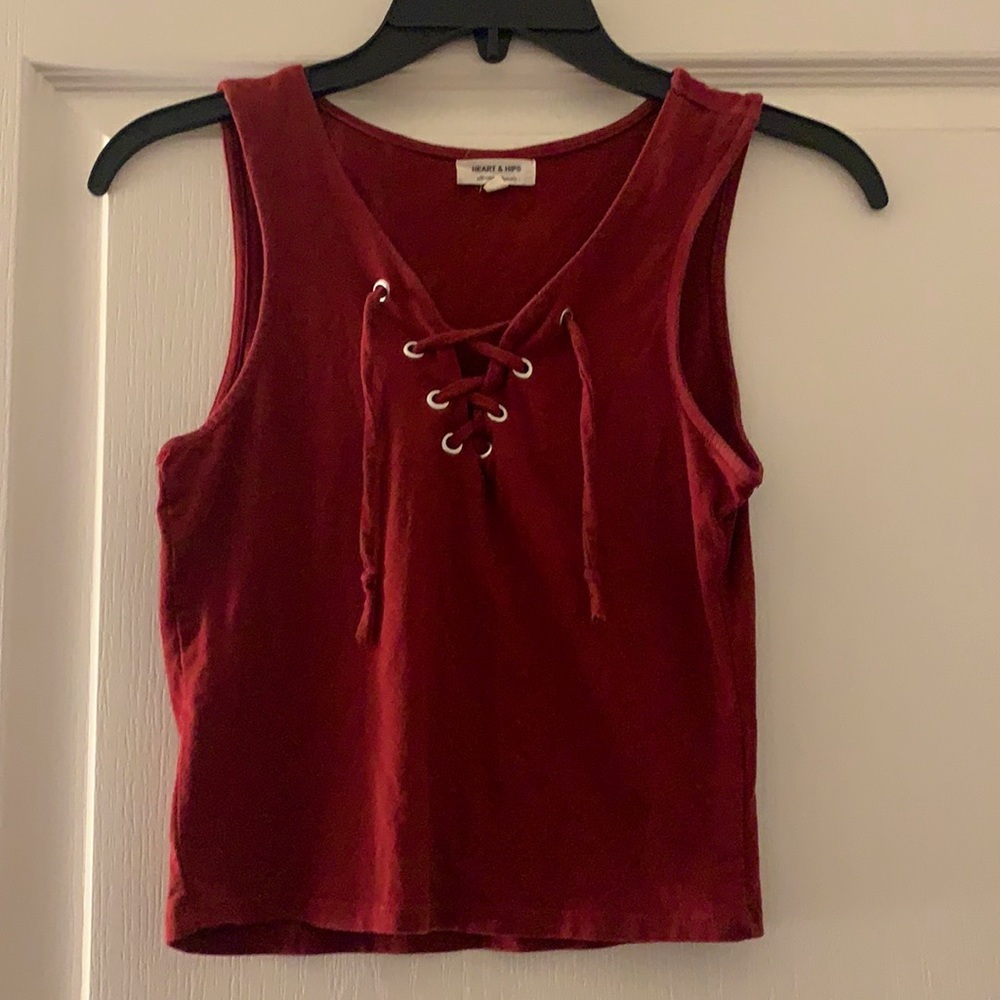 Cropped Tie Front Tank Top